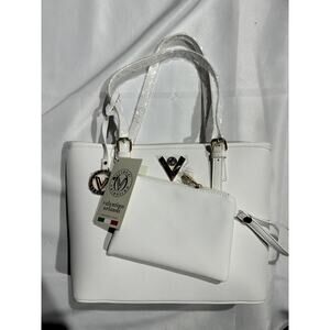 Valentino Orlandi Vegan Leather Top Handle Bag in White